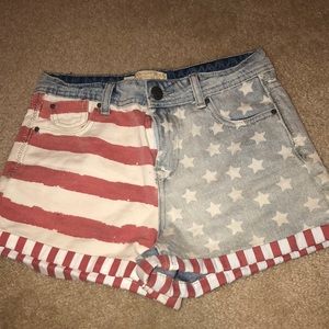 American Flag Jean Shorts